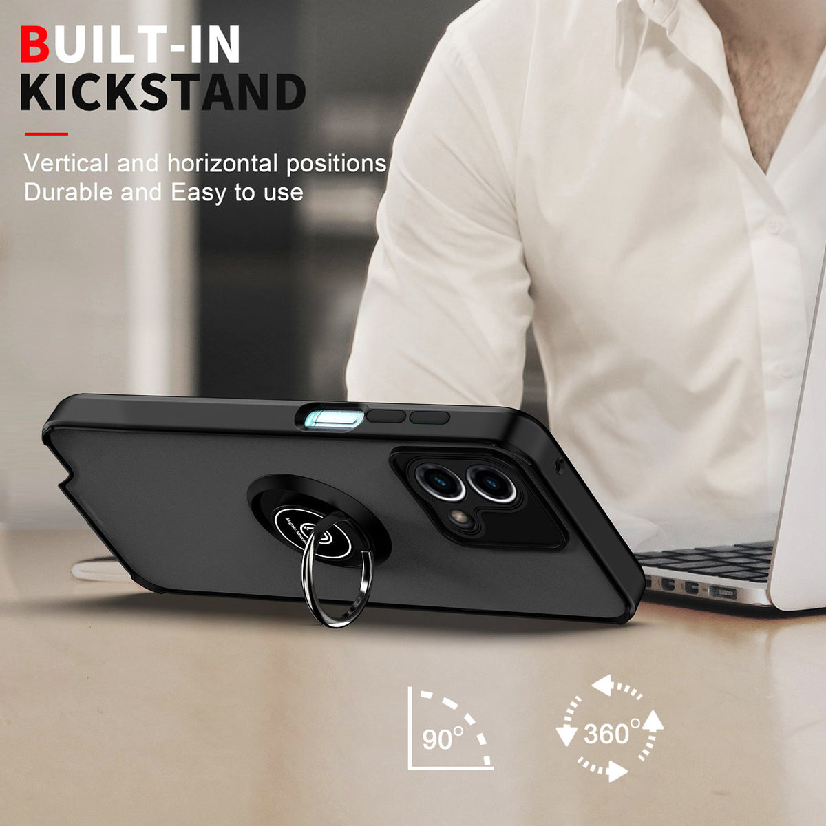 TJS "Define" Ring Kickstand Phone Case for Motorola G Stylus 5G 2023
