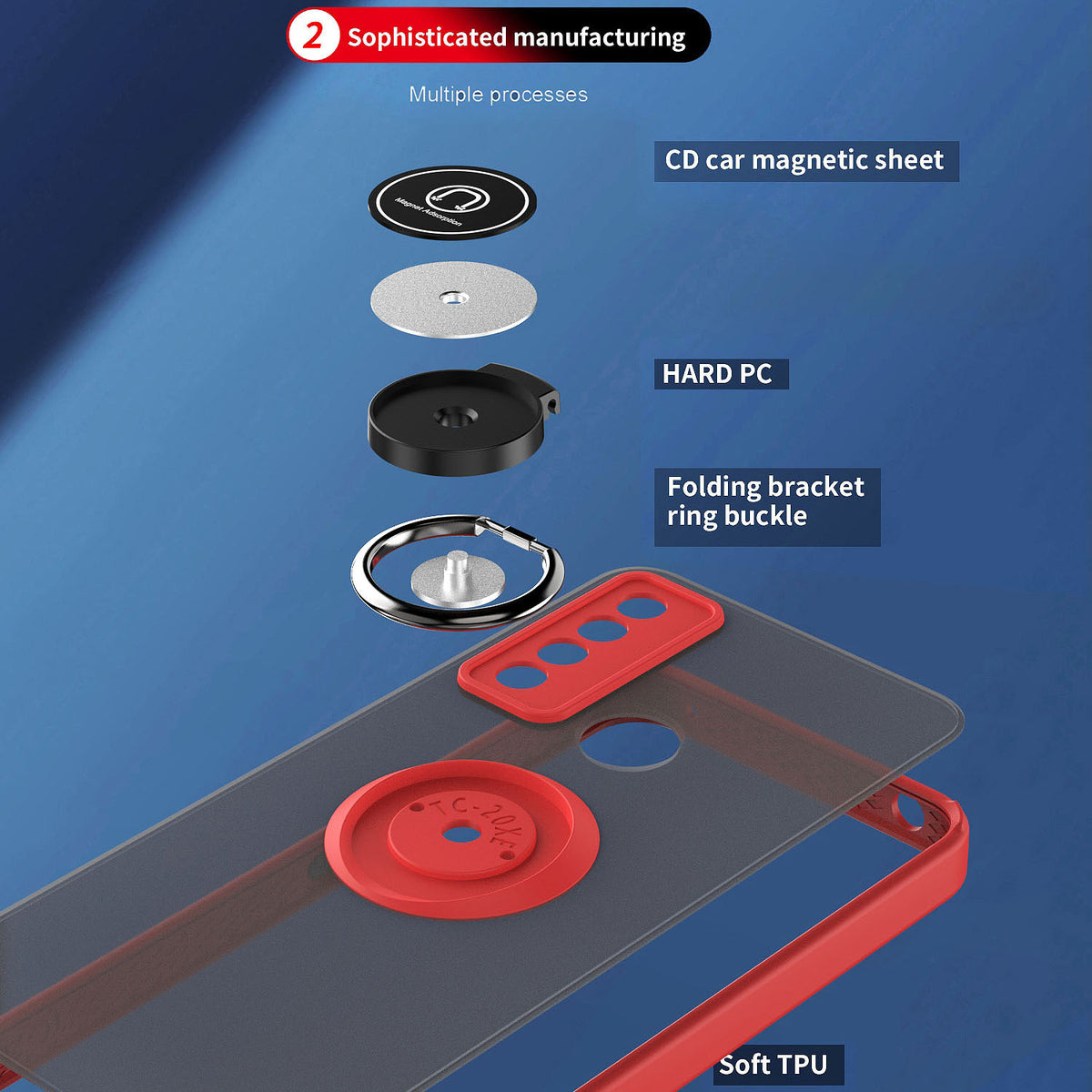 TJS "Define" Ring Kickstand Phone Case for TCL 20XE