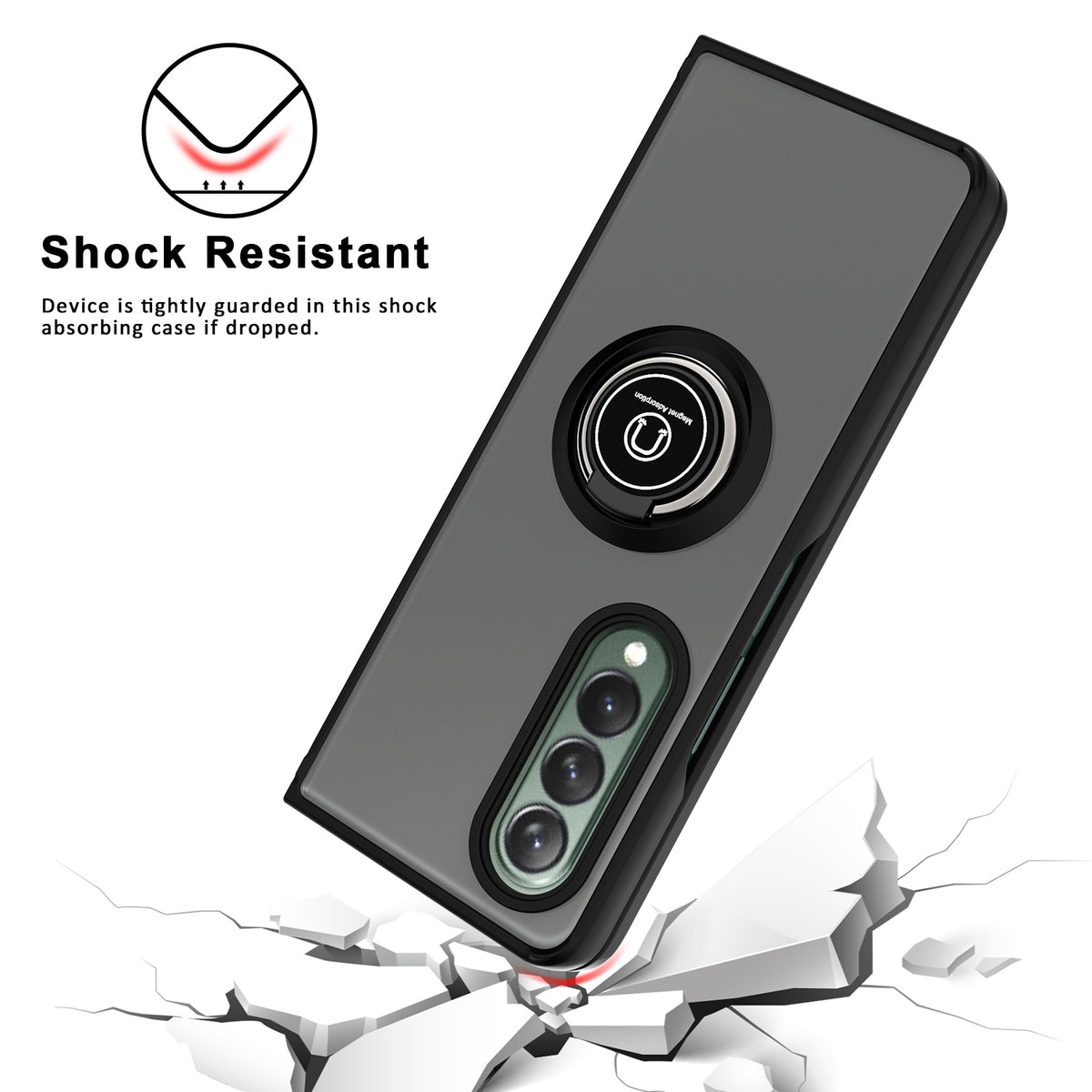 TJS "Define" Ring Kickstand Phone Case for Samsung Galaxy Z Fold 3