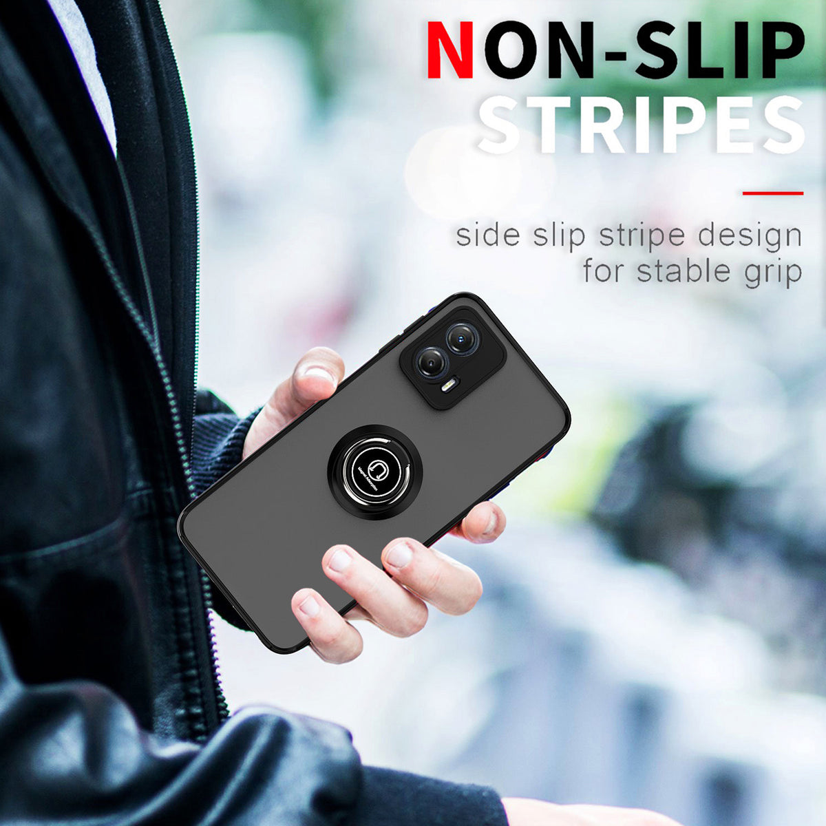 TJS "Define" Ring Kickstand Phone Case for Motorola G 5G 2023