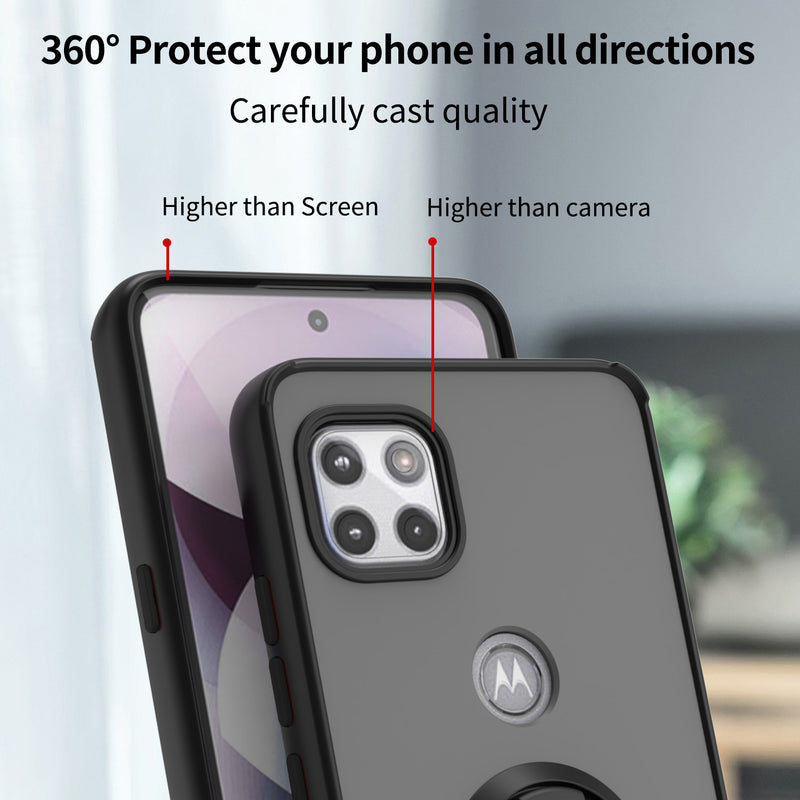 TJS "Define" Ring Kickstand Phone Case for Motorola One 5G Ace
