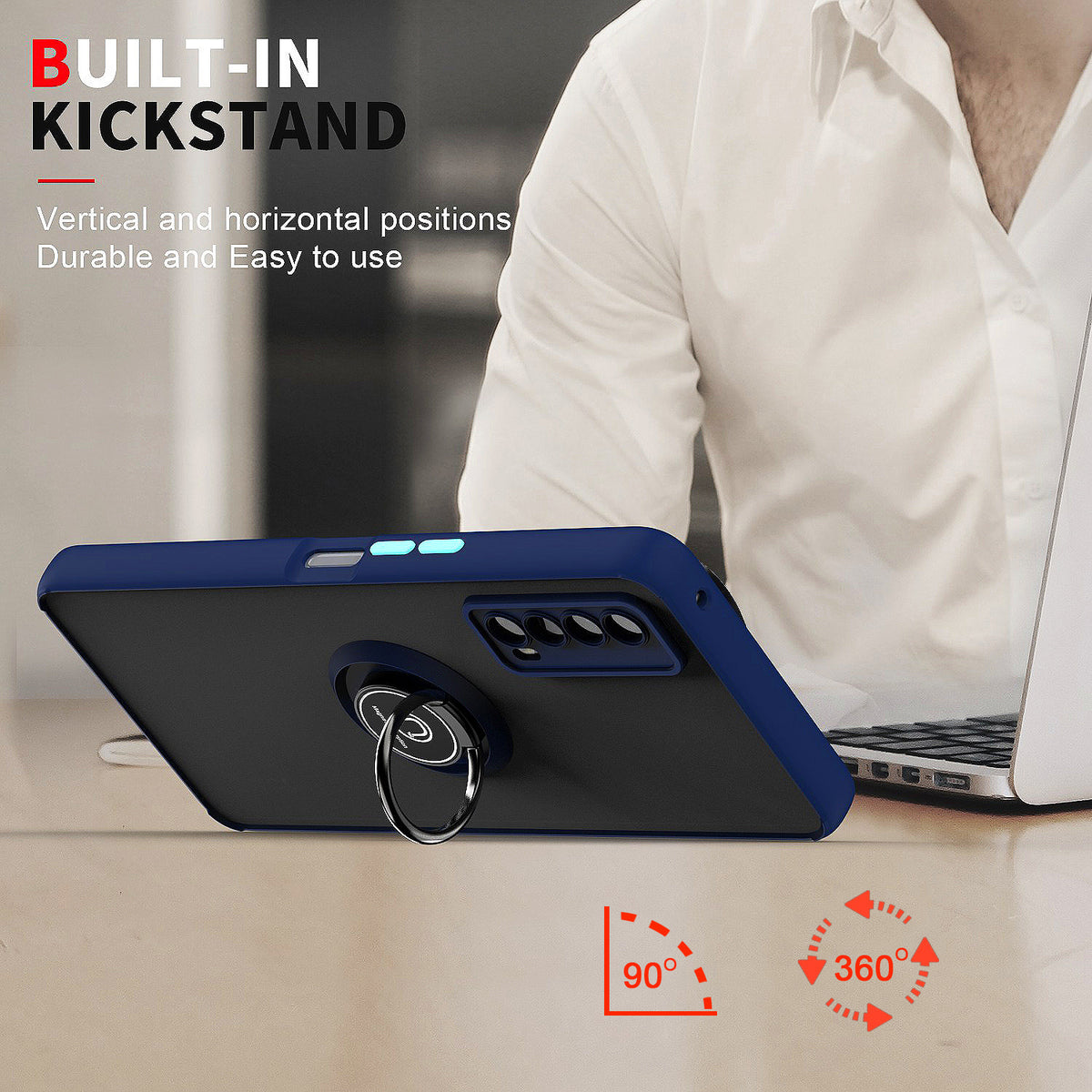 TJS "Define" Ring Kickstand Phone Case for TCL Stylus 5G