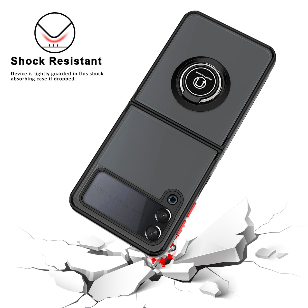 TJS "Define" Ring Kickstand Phone Case for Samsung Galaxy Z Filp 3