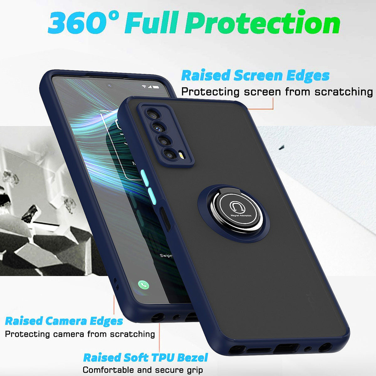 TJS "Define" Ring Kickstand Phone Case for TCL Stylus 5G