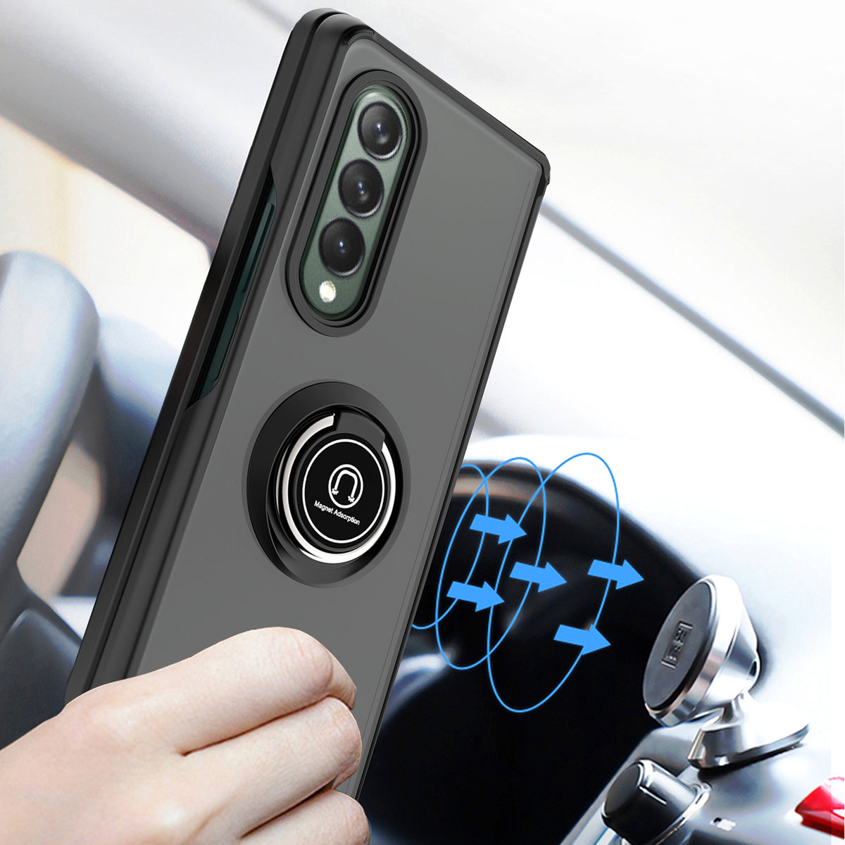 TJS "Define" Ring Kickstand Phone Case for Samsung Galaxy Z Fold 3