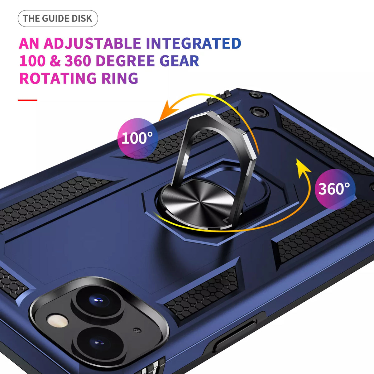 TJS "DuoGuard" Ring Kickstand Phone Case for iPhone 14 Max