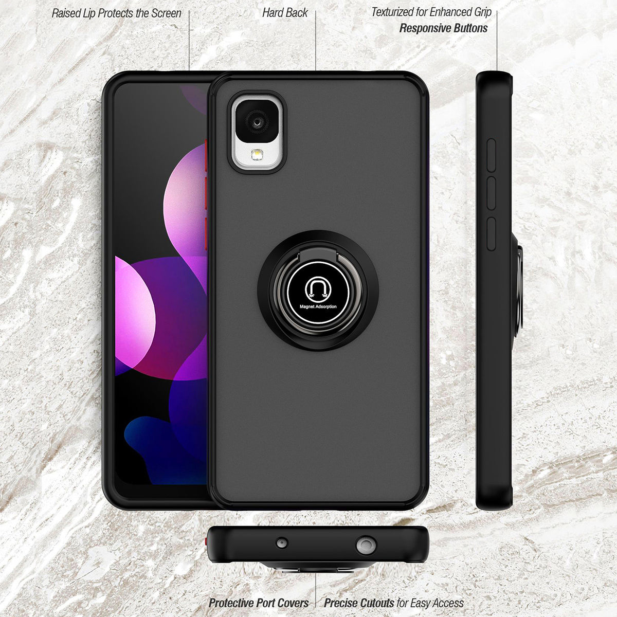 TJS "Define" Ring Kickstand Phone Case for TCL ION Z