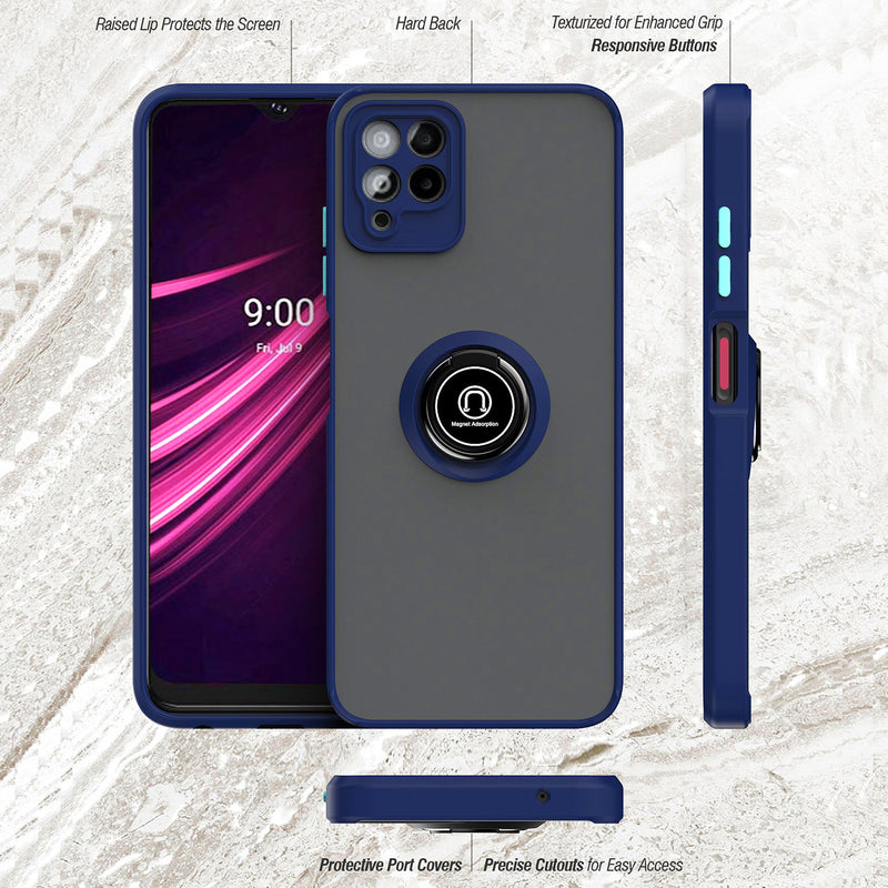 TJS "Define" Ring Kickstand Phone Case for T-mobile Revvl 6 Pro 5G