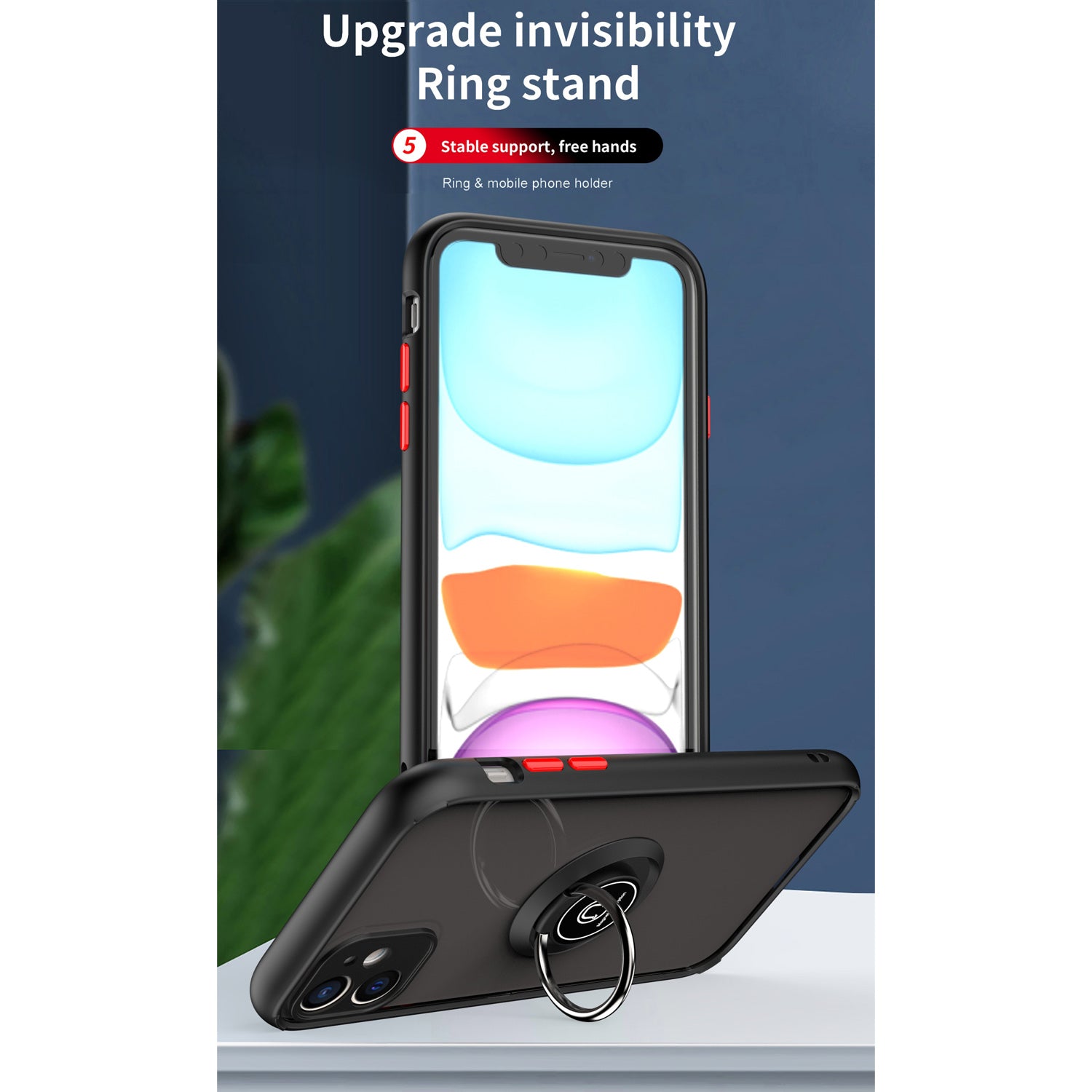 TJS "Define" Ring Kickstand Phone Case for iPhone 11