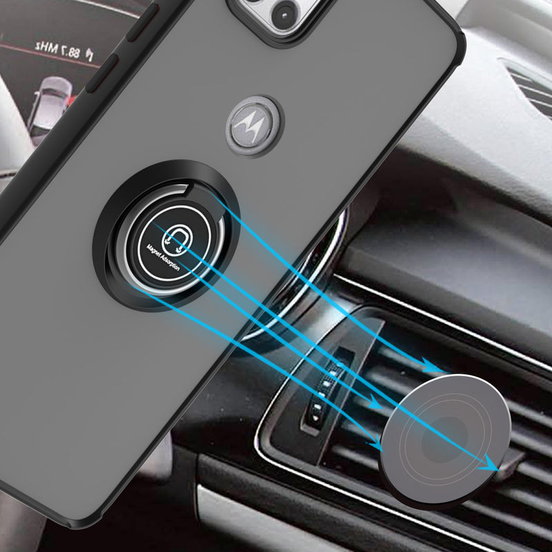 TJS "Define" Ring Kickstand Phone Case for Motorola One 5G Ace