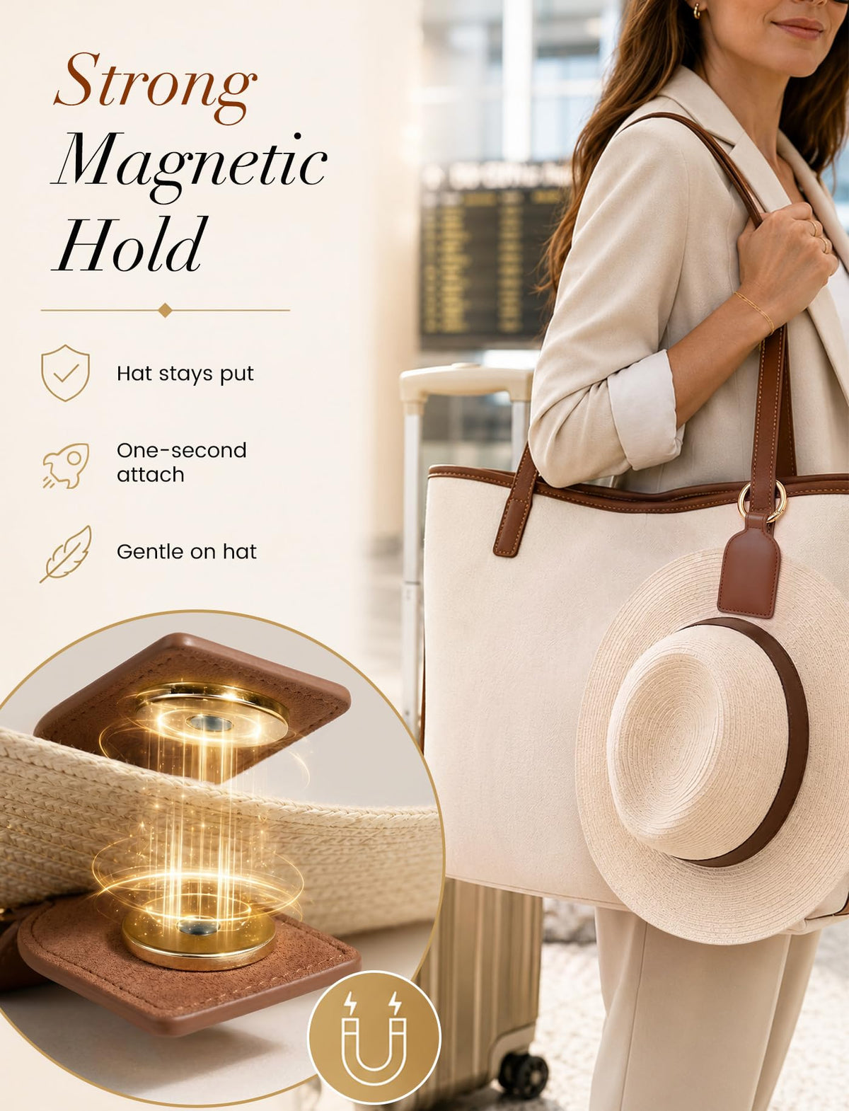 Niveaya Magnetic Hat Clip for Travel, Strong Magnet Holder, 1 Pack detail 2