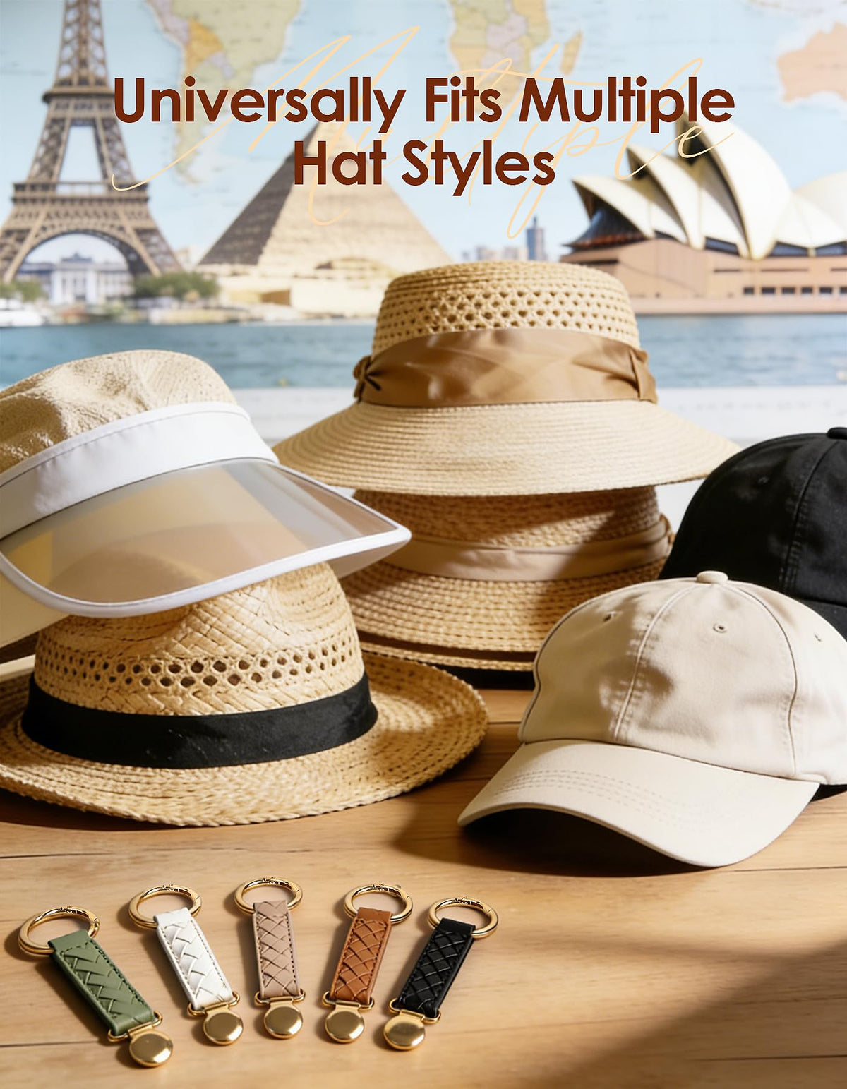 Niveaya Hat Clip for Travel on Bag, Sturdy Light Gold Metal Clip, 2 Pack detail 7