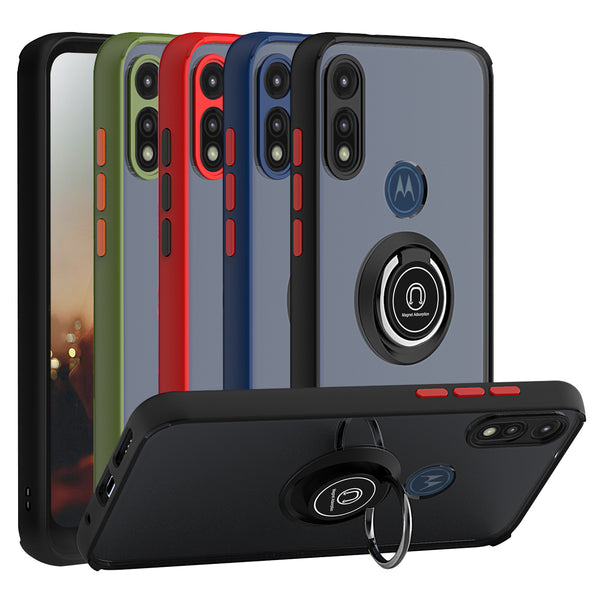 TJS "Define" Ring Kickstand Phone Case for Motorola E 2020