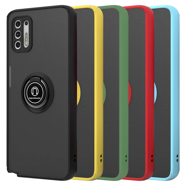 TJS "Define" Ring Kickstand Phone Case for Motorola G Stylus 2021