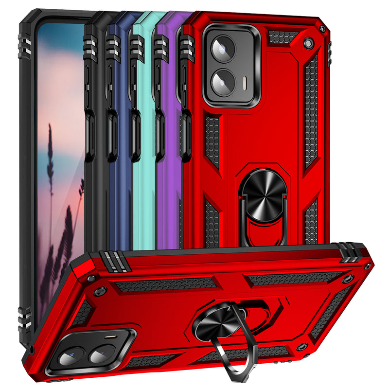 TJS "DuoGuard" Ring Kickstand Phone Case for Motorola G 5G 2023