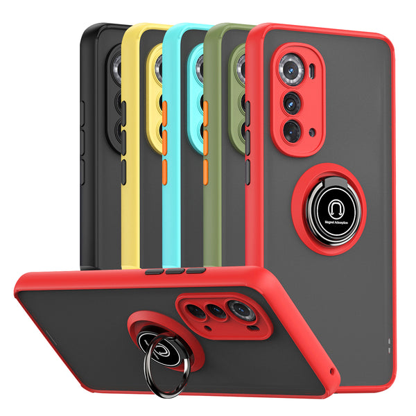 TJS "Define" Ring Kickstand Phone Case for Motorola Edge 5G 2022