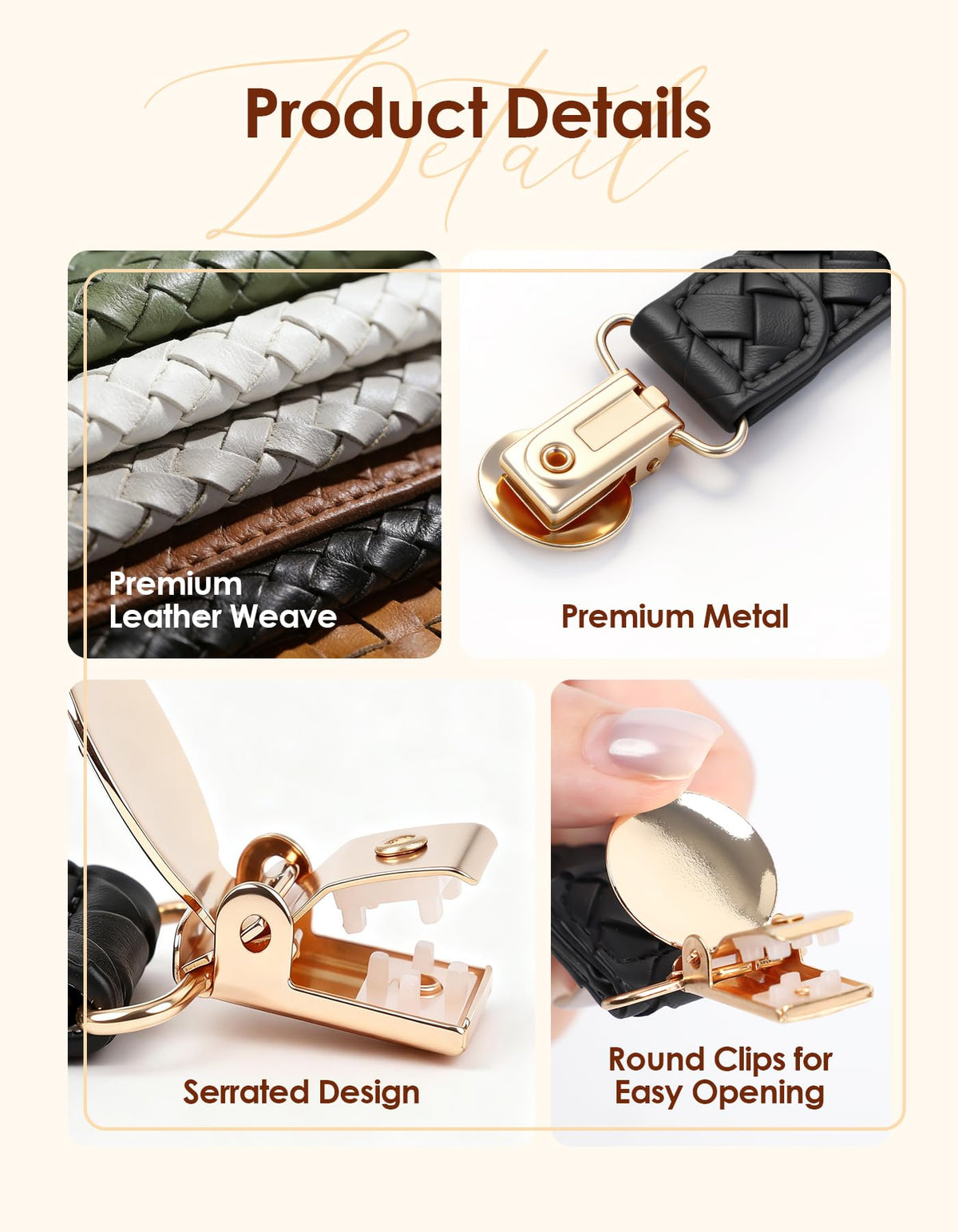 Niveaya Hat Clip for Travel 2Pcs, Sleek Woven Design with Durable Metal Clip, Secure Hat Holder for Straw Sun Hats & Baseball Cap on Bag Purse Backpack Luggage, Chic Beach Cruise Travel Essentials detail 4