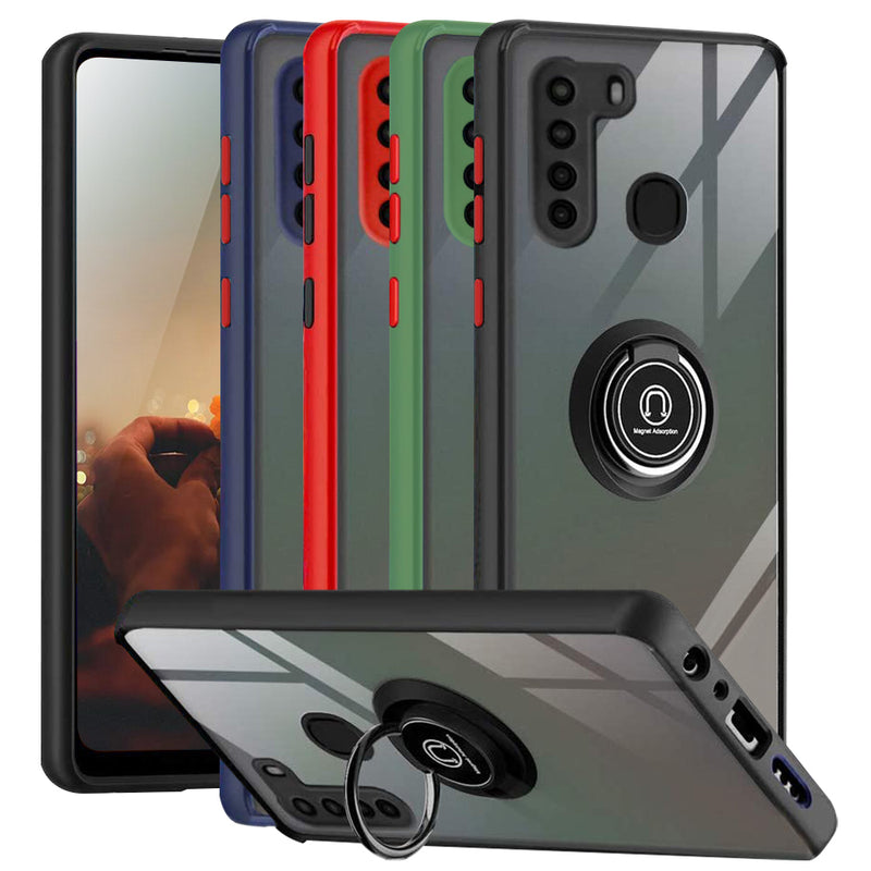 TJS "Define" Ring Kickstand Phone Case for Samsung A21