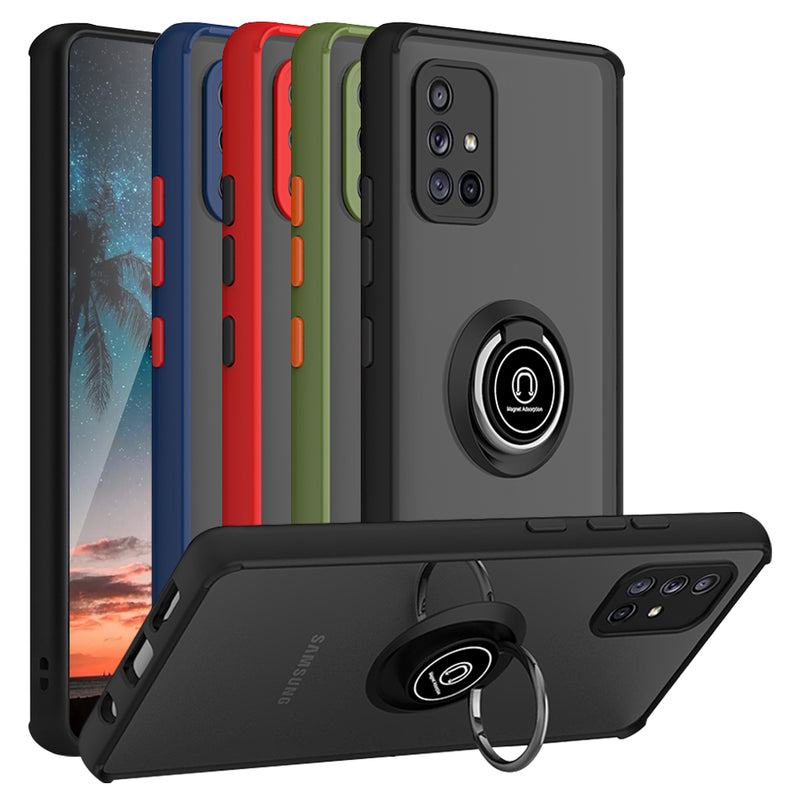 TJS "Define" Ring Kickstand Phone Case for Samsung A51 5G