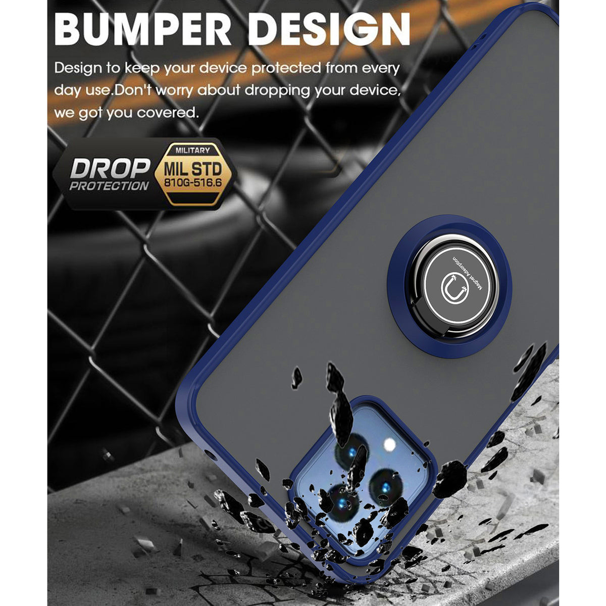 TJS "Define" Ring Kickstand Phone Case for T-mobile Revvl 6 5G
