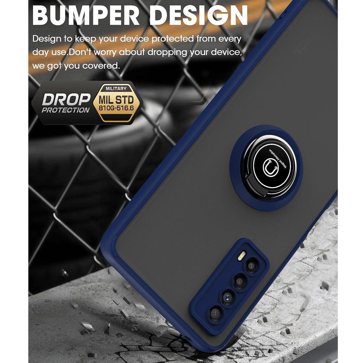 TJS "Define" Ring Kickstand Phone Case for TCL Stylus 5G
