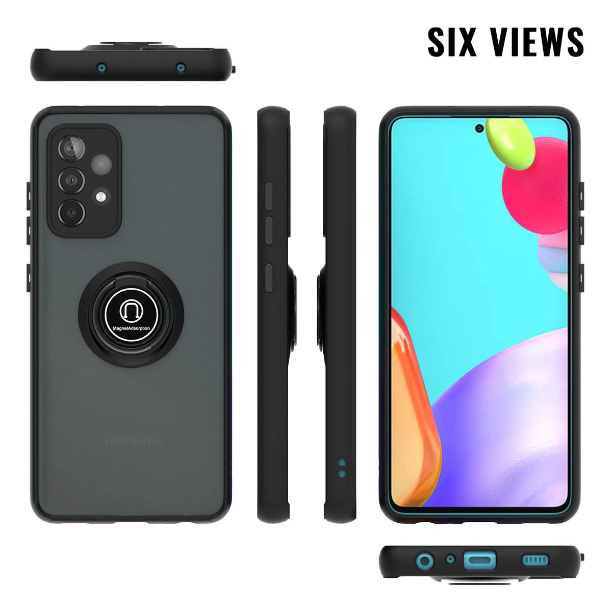 TJS "Define" Ring Kickstand Phone Case for Samsung A52 5G