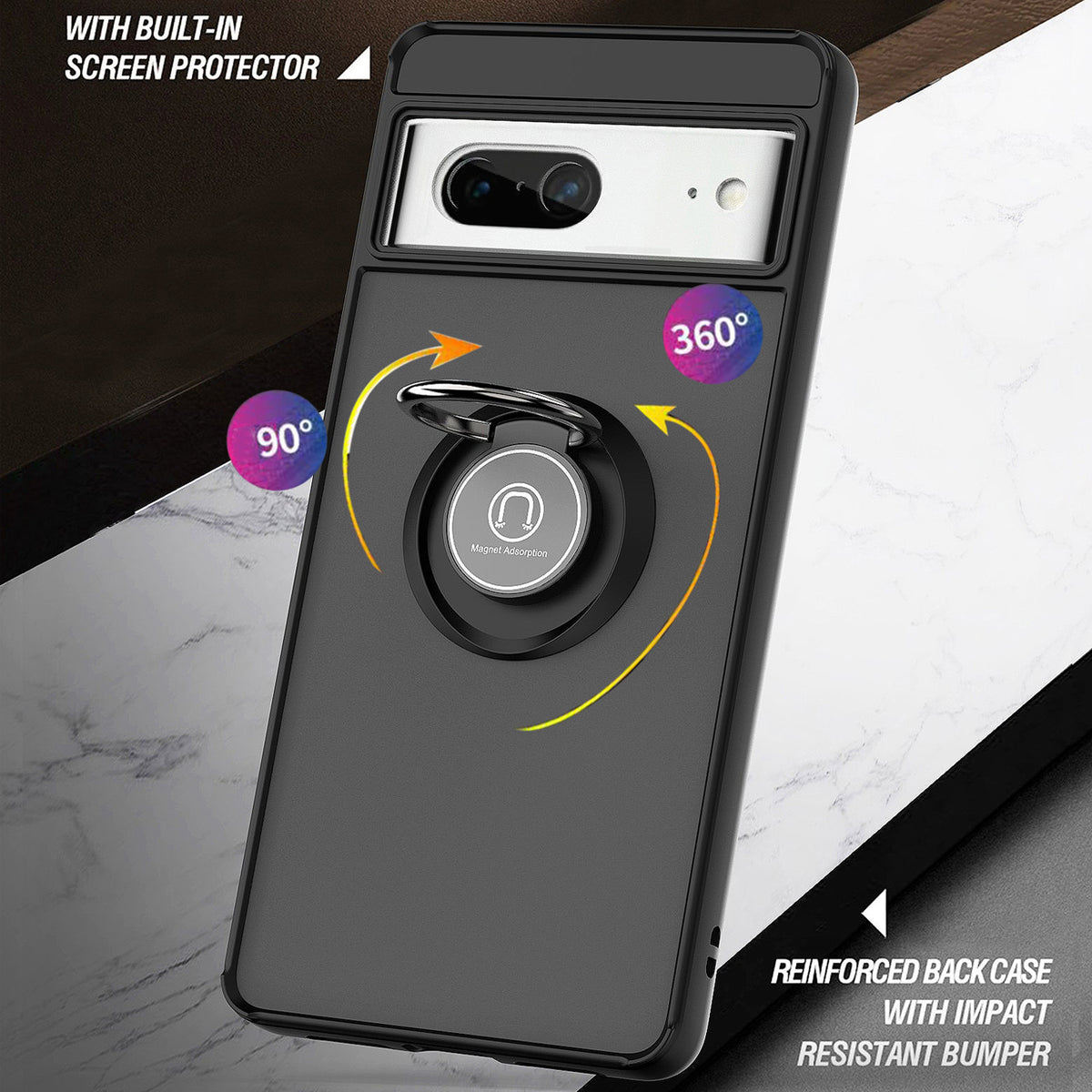 TJS "Define" Ring Kickstand Phone Case for Pixel7