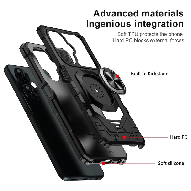 TJS "ArmorMax" Ring Kickstand Phone Case for OnePlus Nord N30 5G