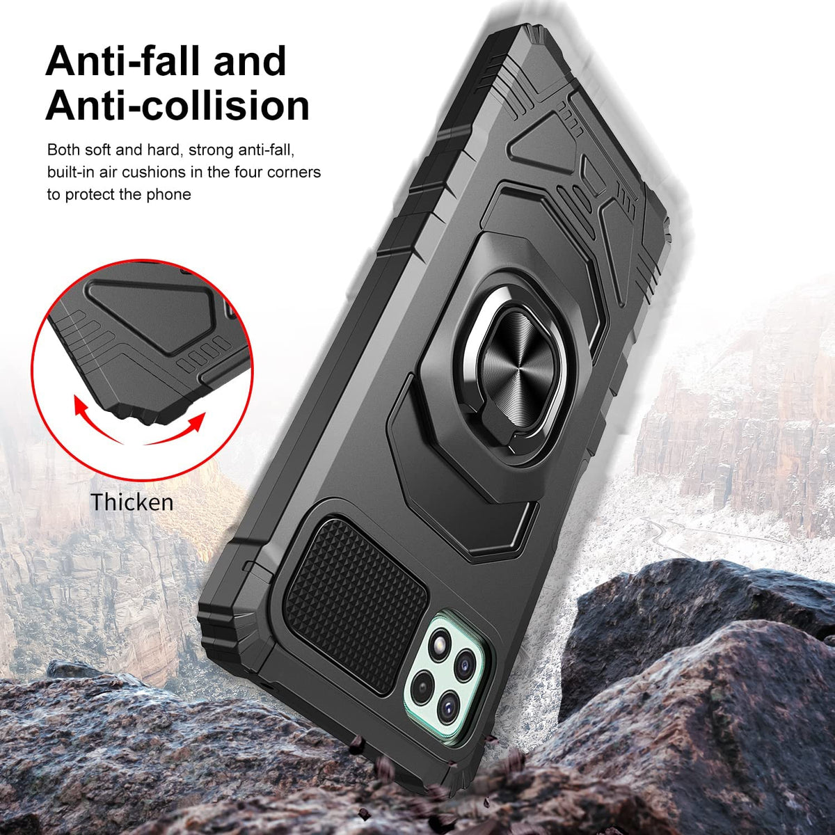 TJS "ArmorMax" Ring Kickstand Phone Case for Boost Mobile Celero 5G Plus 2023