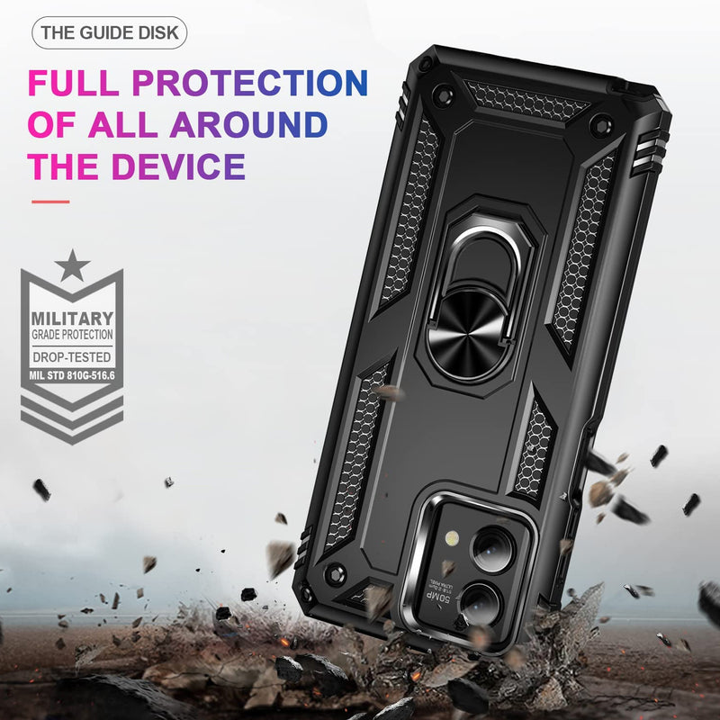 TJS "DuoGuard" Ring Kickstand Phone Case for Motorola G Stylus 5G 2023