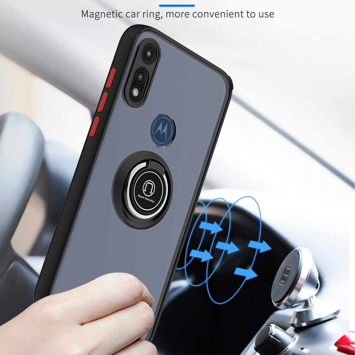 TJS "Define" Ring Kickstand Phone Case for Motorola E 2020
