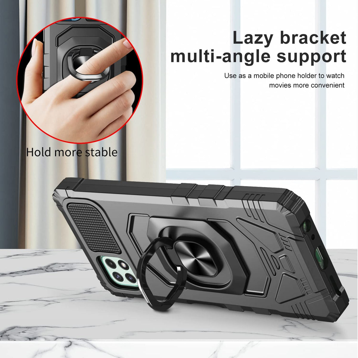 TJS "ArmorMax" Ring Kickstand Phone Case for Boost Mobile Celero 5G Plus 2023