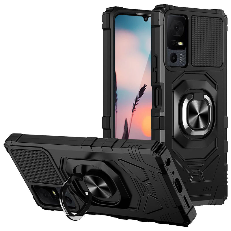 TJS "ArmorMax" Ring Kickstand Phone Case for TCL 40 XL / TCL 40 T (T608DL)