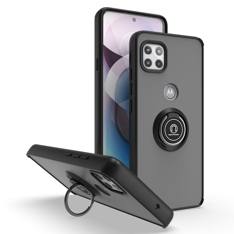 TJS "Define" Ring Kickstand Phone Case for Motorola One 5G Ace