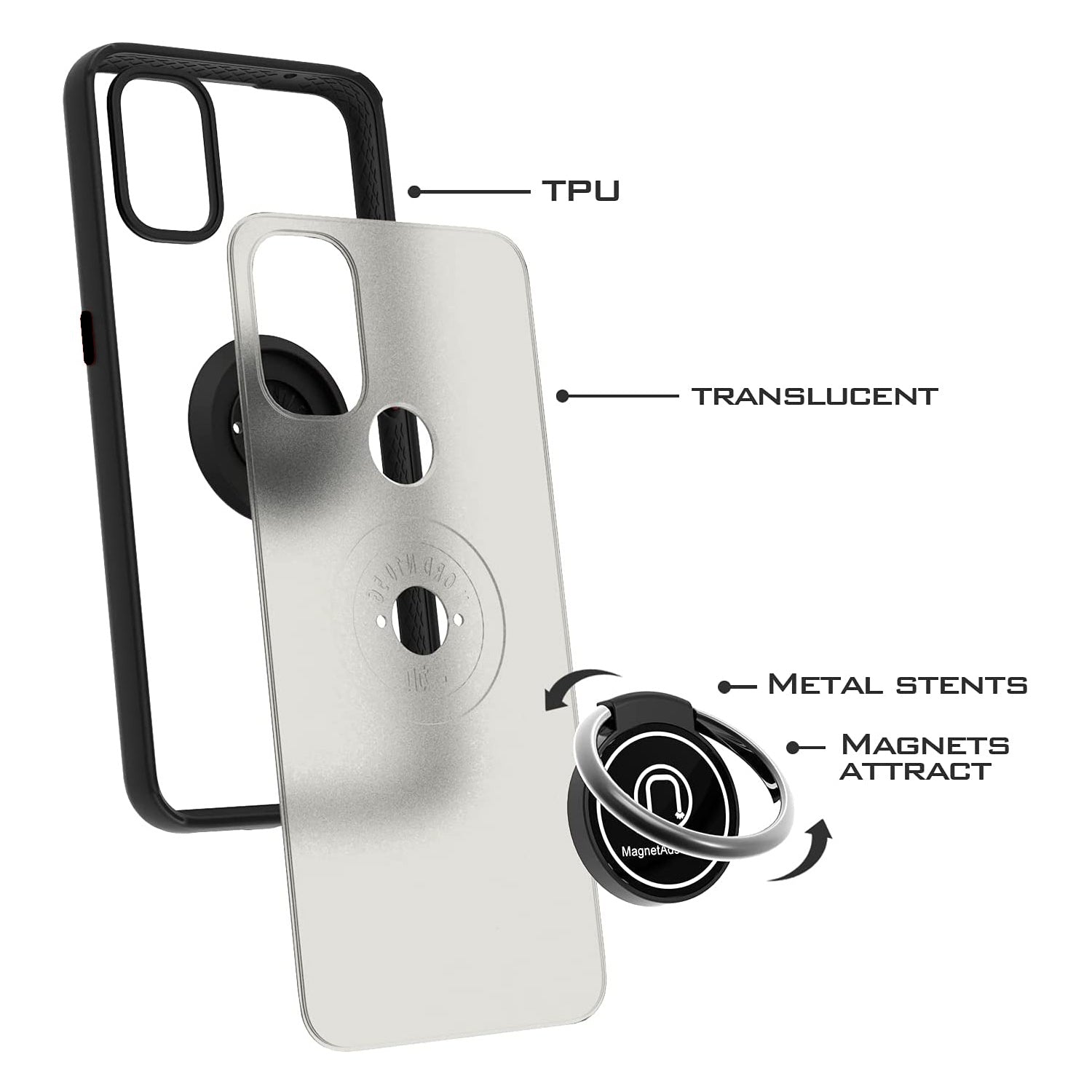 TJS "Define" Ring Kickstand Phone Case for OnePlus Nord N10