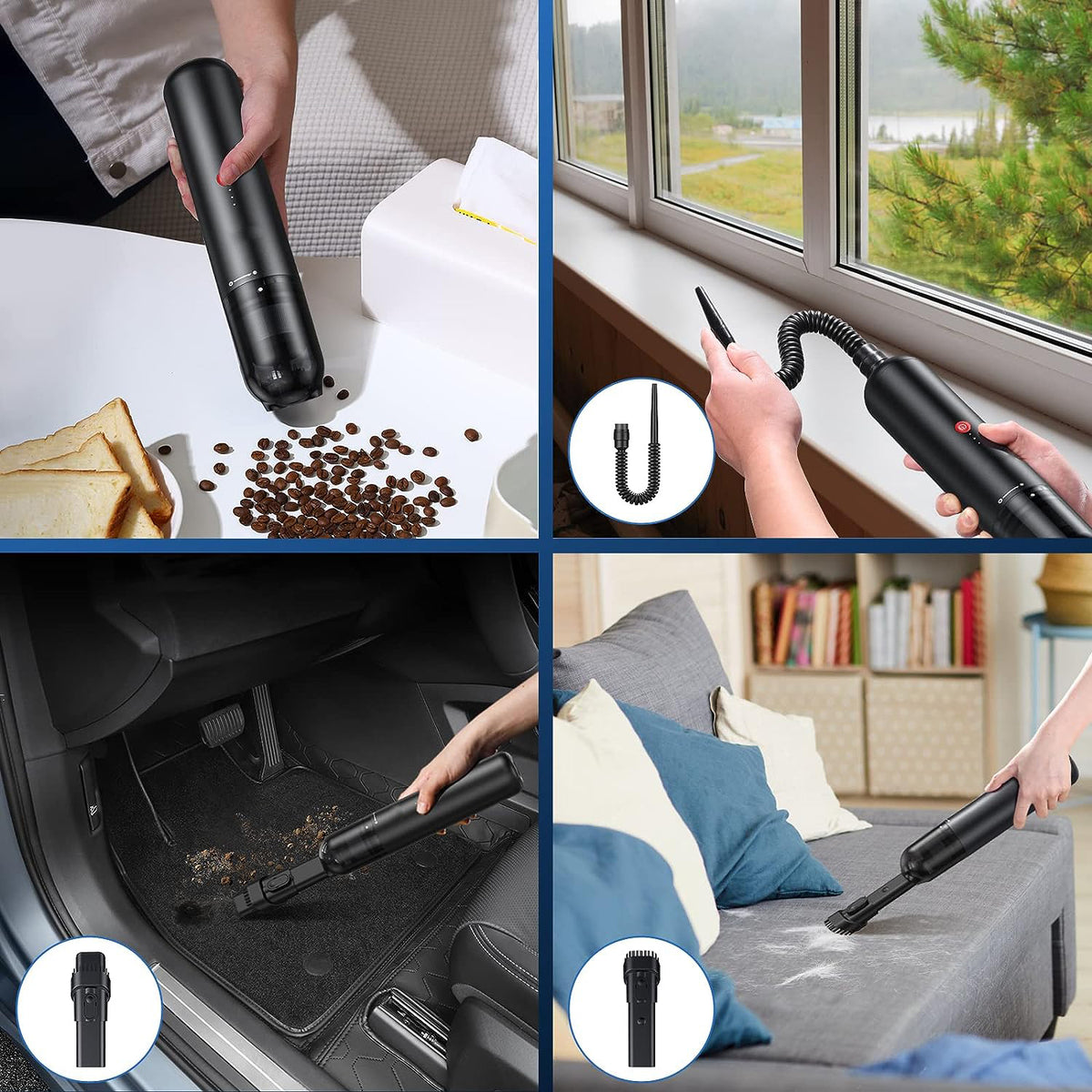 EQUIPD Mini Handheld Vacuum Cleaner, 16000PA Powerful Suction,USB Charging, Keyboard Cleaner, Cordless Vacuum for Car Home and Office, Black（P12）