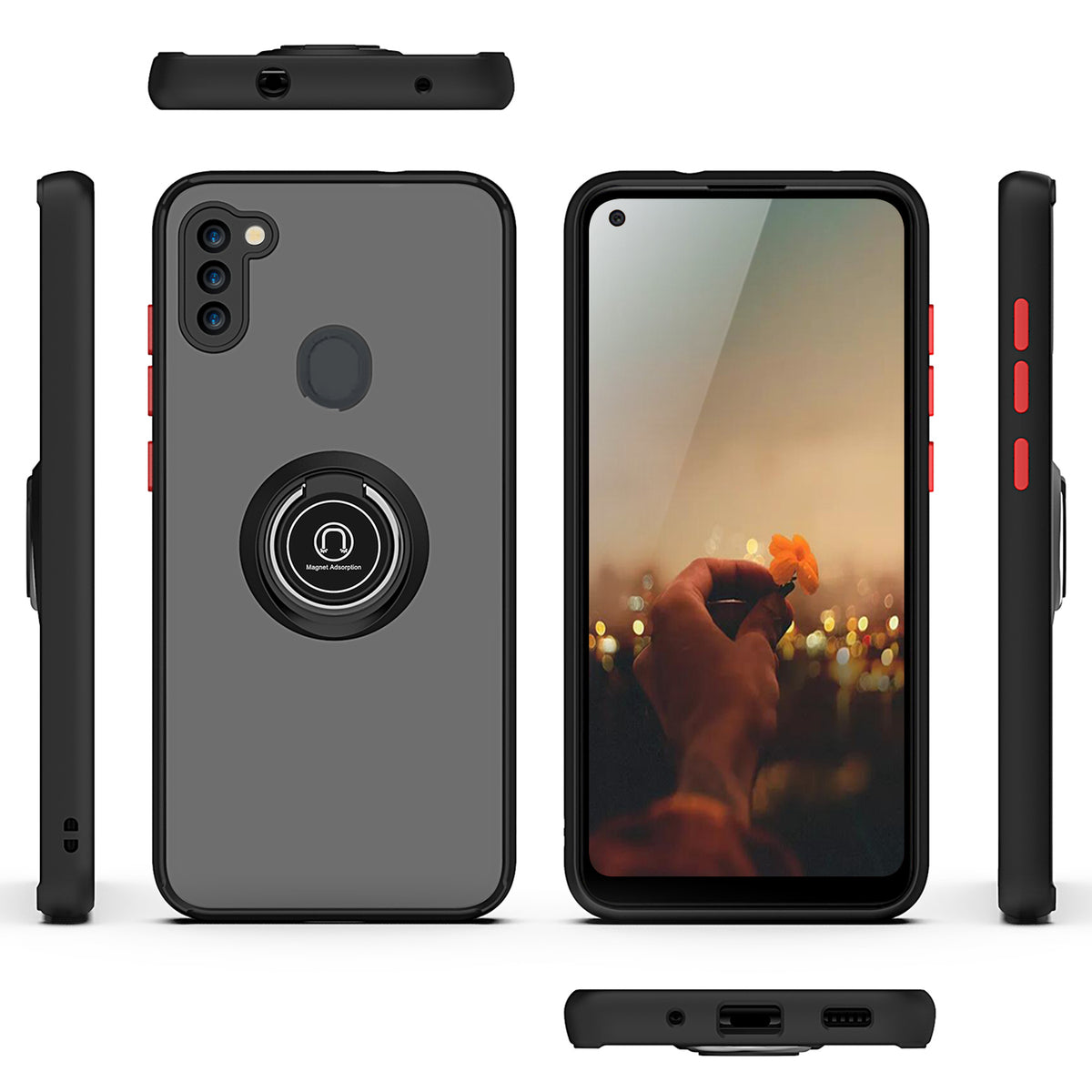 TJS "Define" Ring Kickstand Phone Case for Samsung A11