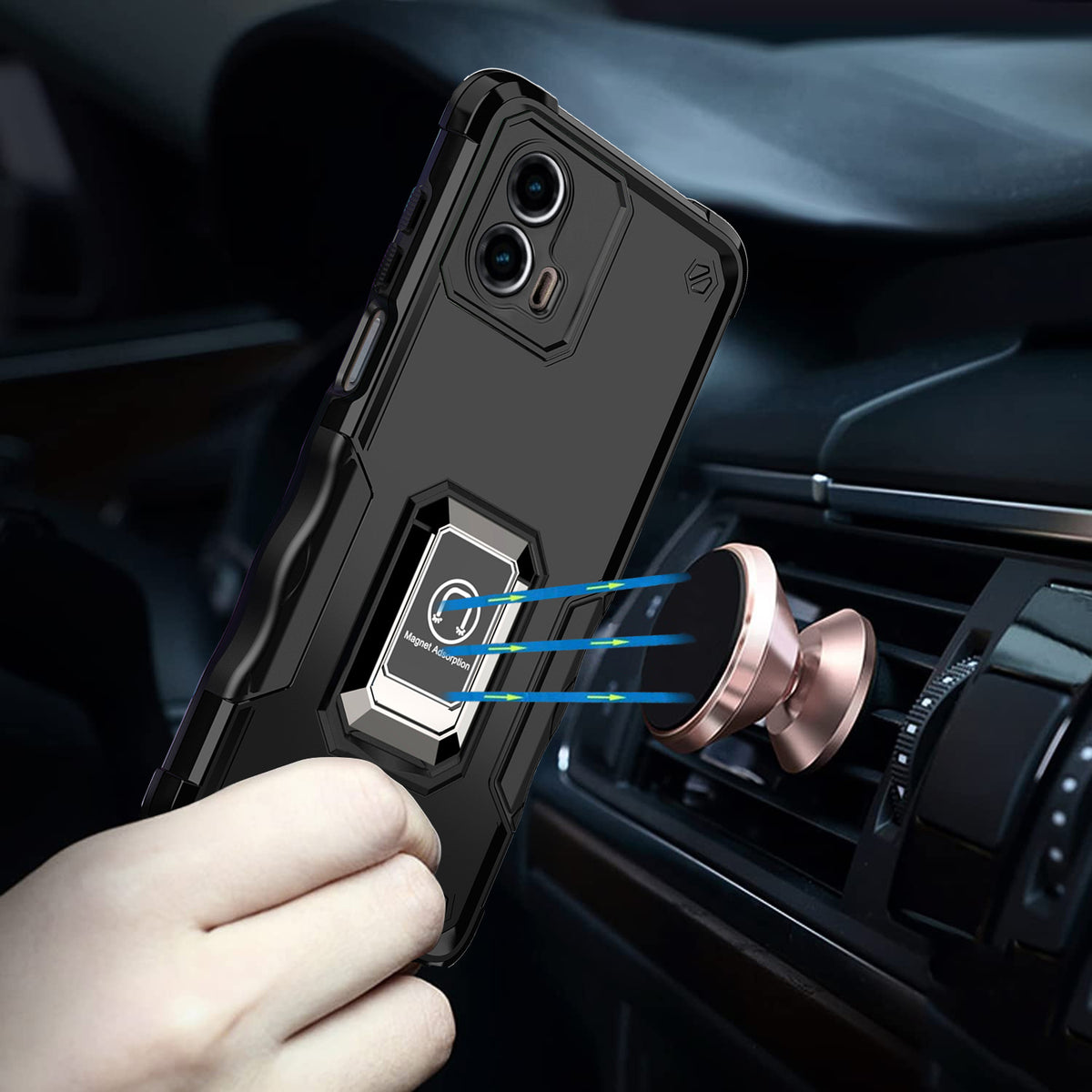 TJS "ArmorBox" Ring Kickstand Phone Case for Motorola G 5G 2023