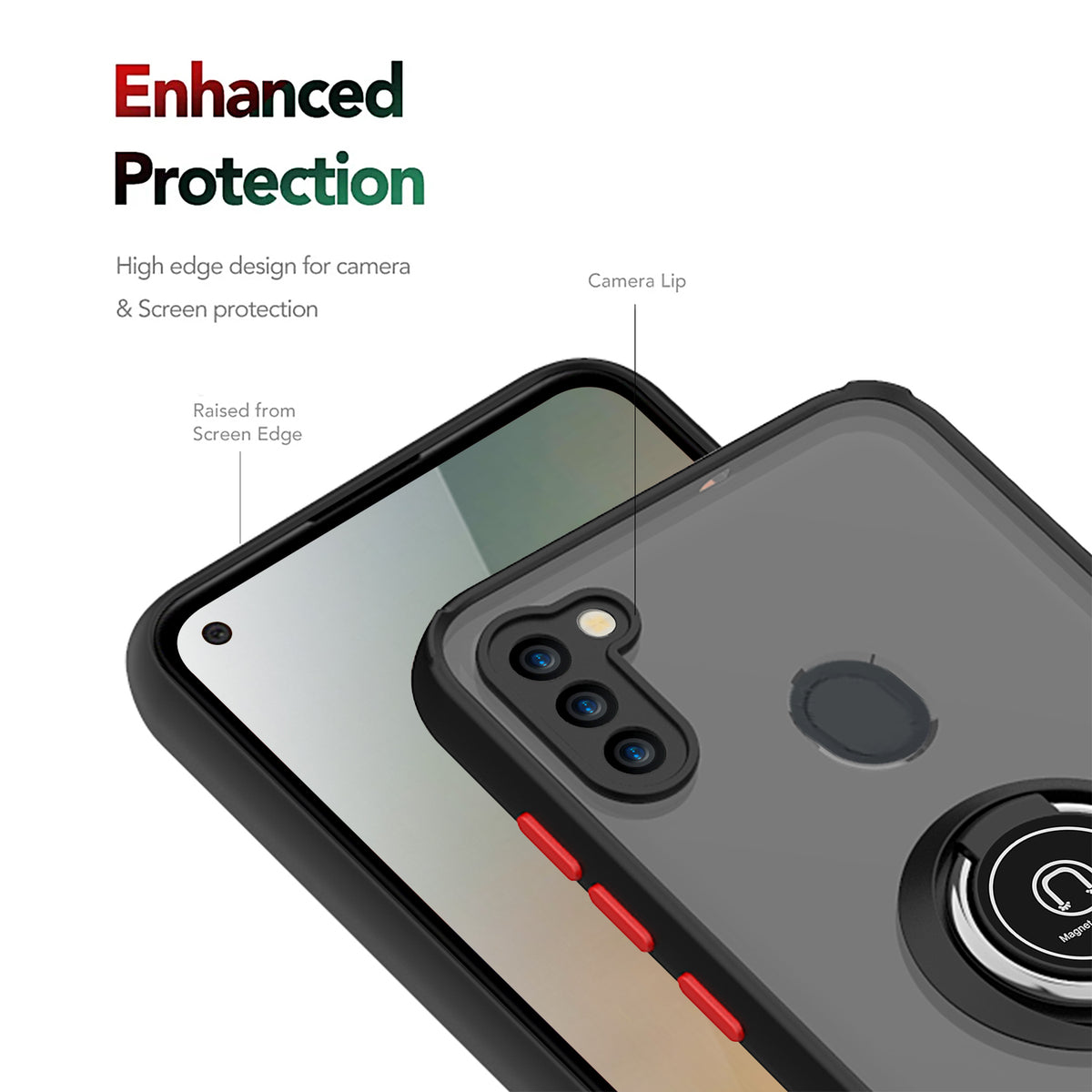 TJS "Define" Ring Kickstand Phone Case for Samsung A11