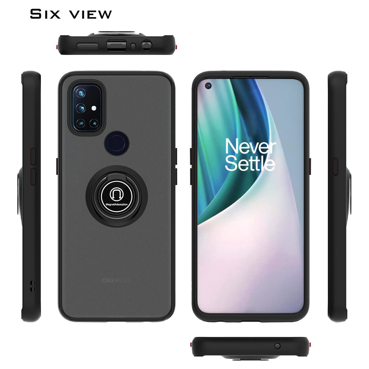 TJS "Define" Ring Kickstand Phone Case for OnePlus Nord N10
