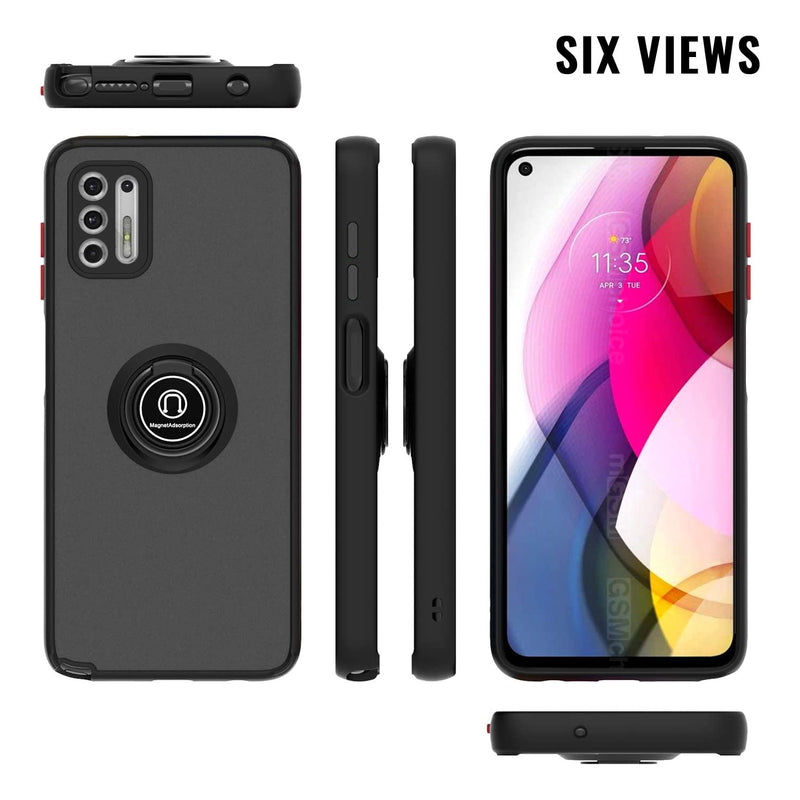 TJS "Define" Ring Kickstand Phone Case for Motorola G Stylus 2021