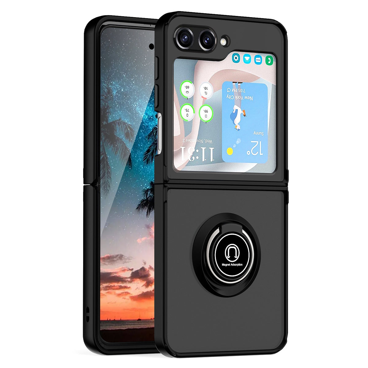 TJS "Define" Ring Kickstand Phone Case for Samsung Galaxy Z Flip 5