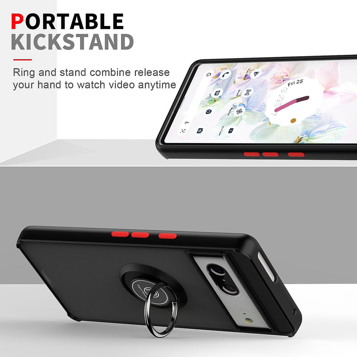 TJS "Define" Ring Kickstand Phone Case for Pixel7