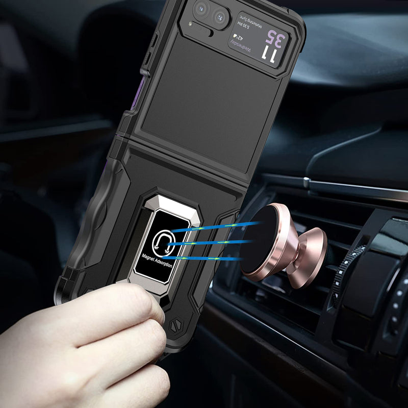 TJS "ArmorBox" Ring Kickstand Phone Case for Motorola Razr 2023