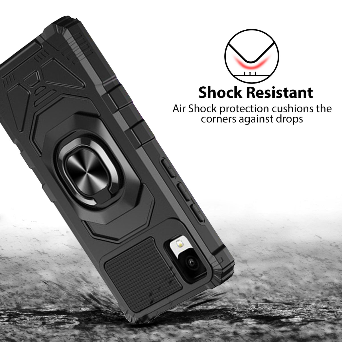 TJS "ArmorMax" Ring Kickstand Phone Case for TCL ION Z