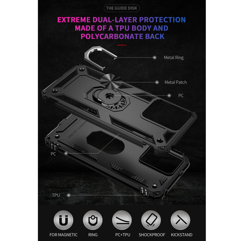 TJS "DuoGuard" Ring Kickstand Phone Case for Motorola Moto G Power 2023