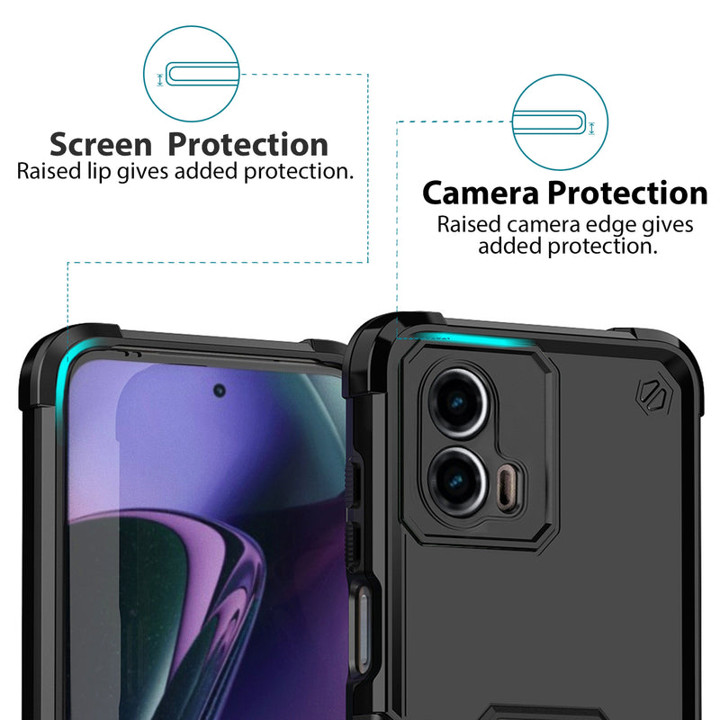 TJS "ArmorBox" Ring Kickstand Phone Case for Motorola G 5G 2023