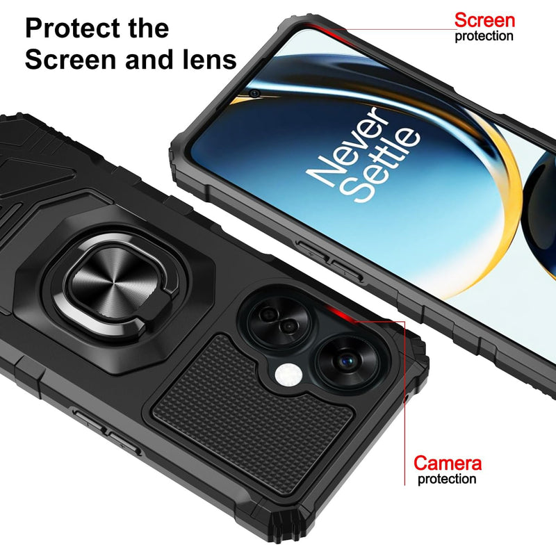TJS "ArmorMax" Ring Kickstand Phone Case for OnePlus Nord N30 5G
