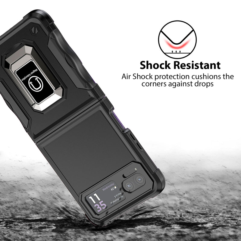 TJS "ArmorBox" Ring Kickstand Phone Case for Motorola Razr 2023