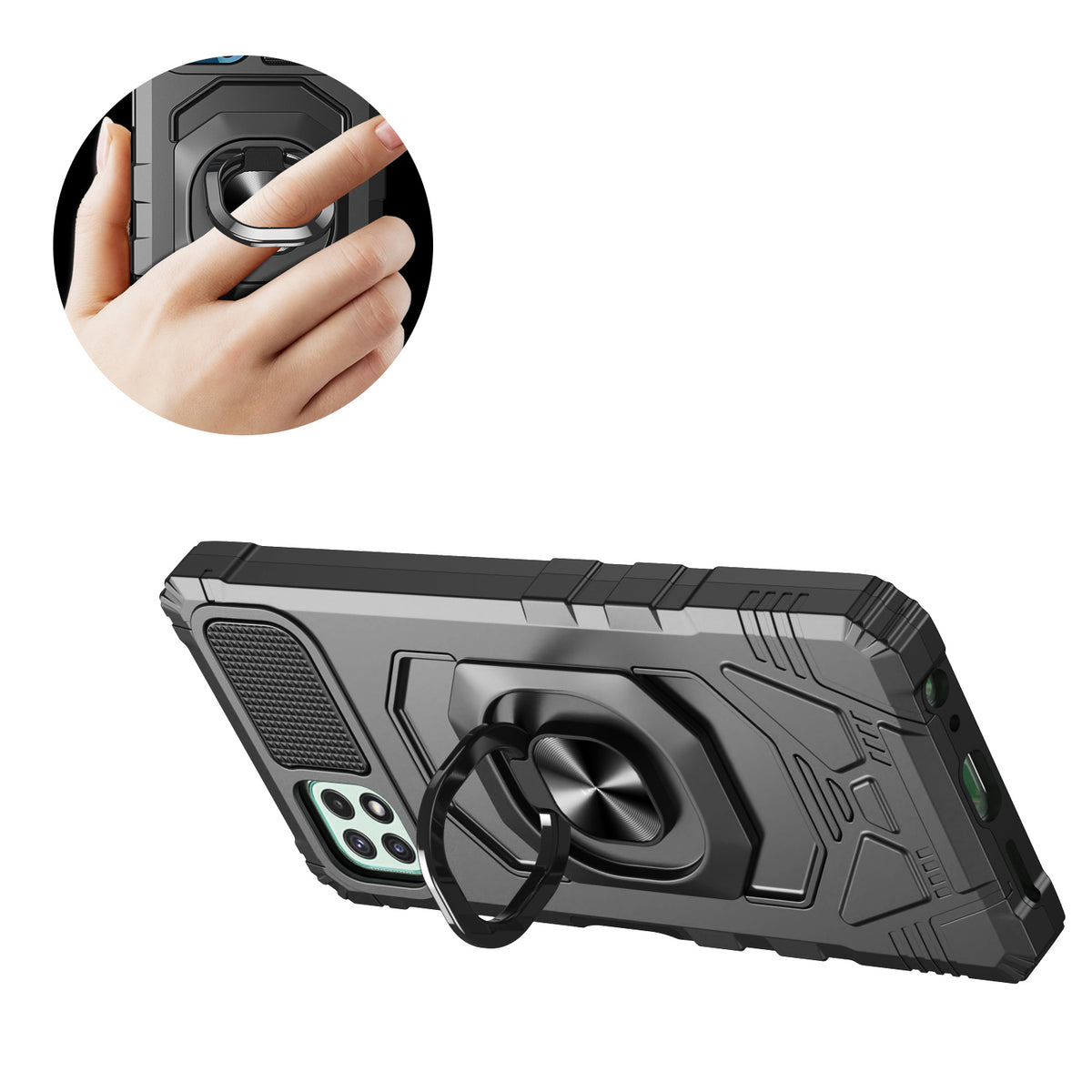 TJS "ArmorMax" Ring Kickstand Phone Case for Boost Mobile Celero 5G Plus 2023